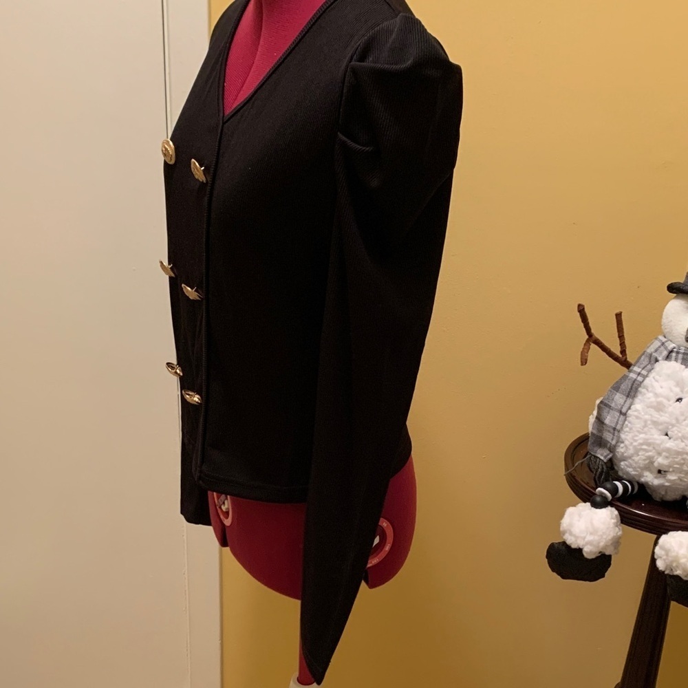 Elegant Midnight Majesty Military Top ✨ Women's  Top with puff shoulders - Picture 6 of 10